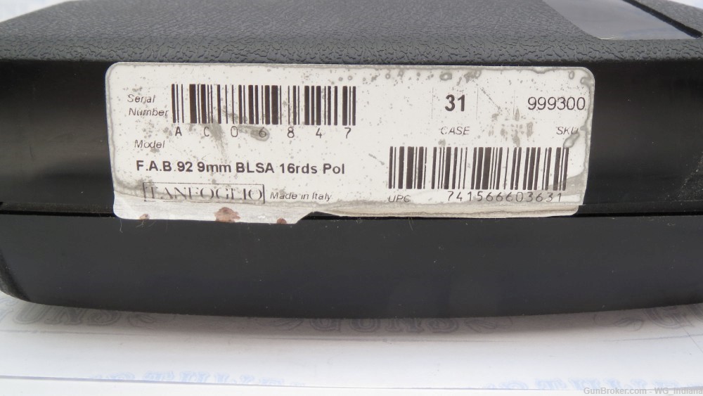 Tanfoglio EEA F.A.B. 92 Pistol Black 16+1 9mm NEW IN BOX -ITALY-img-2