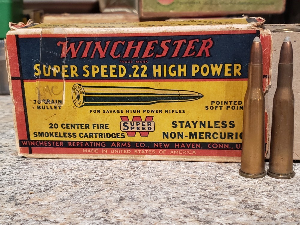 22 savage hi high power ammo ammunition vintage Winchester box 20 ...