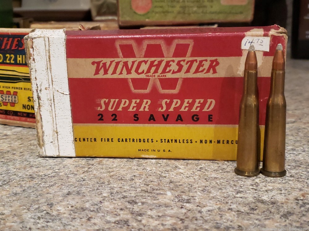 22 savage hi high power ammo ammunition vintage Winchester box 20 rounds-img-0