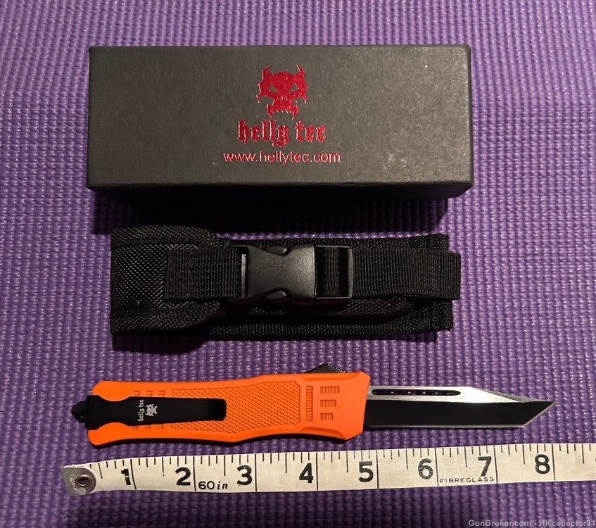 OTF Tanto Blade Automatic Pocket Knife Orange -img-0