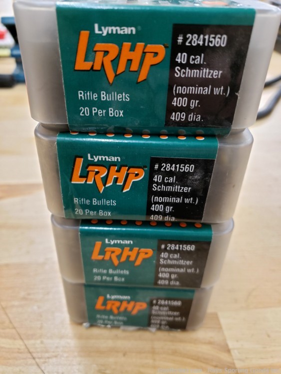 Lyman LRHP Rifle bullets. 40 cal. schmittzer 400 gr. 409 dia.-img-1