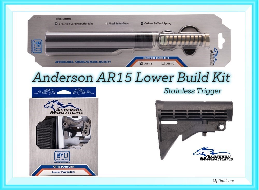 Anderson Mil-Spec Ar15 Lower Build Kit, Stainless LPK - Buffer Kit - Stock -img-0