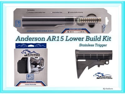 Anderson Mil-Spec Ar15 Lower Build Kit, Stainless LPK - Buffer Kit - Stock 