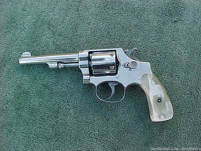 SMITH & WESSON S&W 32L Hand Ejector Nickel Revolver WWll Grips P51 Mustang-img-1