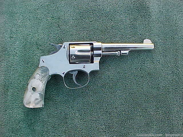 SMITH & WESSON S&W 32L Hand Ejector Nickel Revolver WWll Grips P51 Mustang-img-0