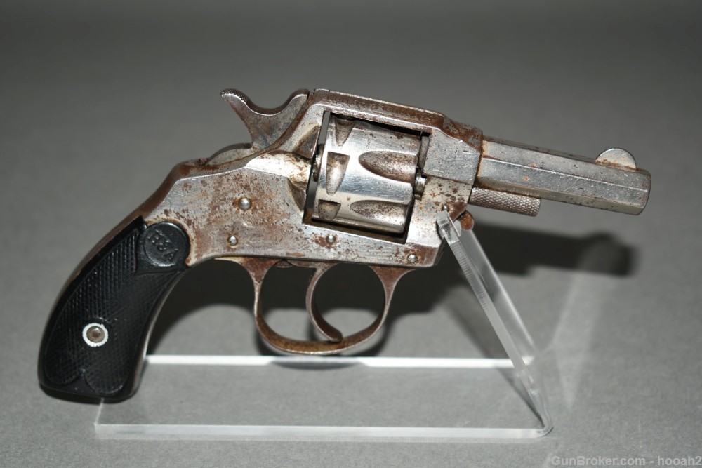 Hopkins & Allen XL Double Action Revolver 22 Rimfire Nickel C&R READ-img-0