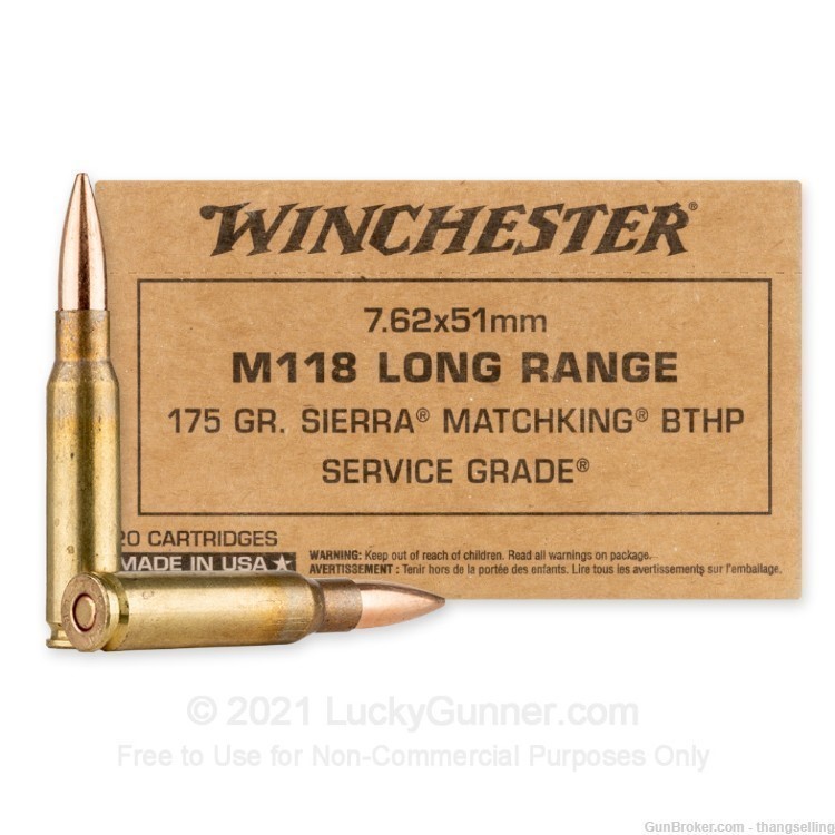 40 Rds Winchester 7.62 x 51 NATO .308 Win Ammo 175Gr SIERRA MATCHKING BTHP-img-2