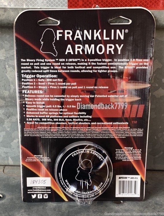 FRANKLIN ARMORY BFSIII Binary CURVED Trigger for AR-15 A1 A2 A3 M4-img-1