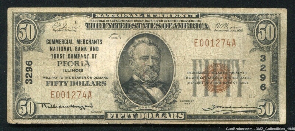 1929 $50 US National Currency Note Money -img-0