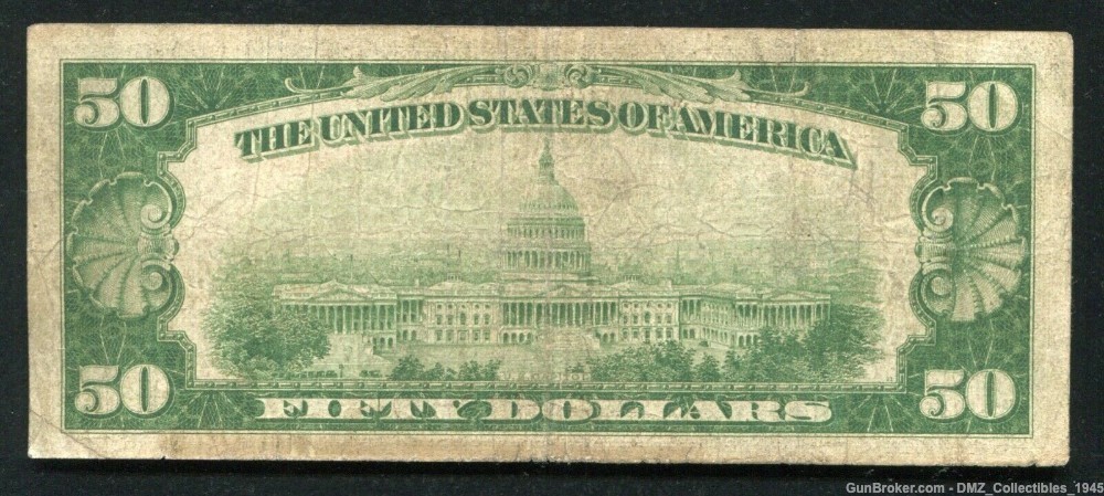 1929 $50 US National Currency Note Money -img-1