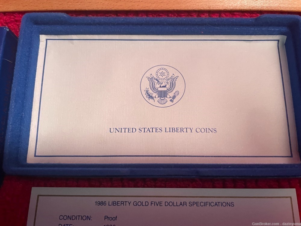 1986 US Mint Liberty Proof $5 GOLD $1 Silver 3-Coin Commemorative Set-img-4
