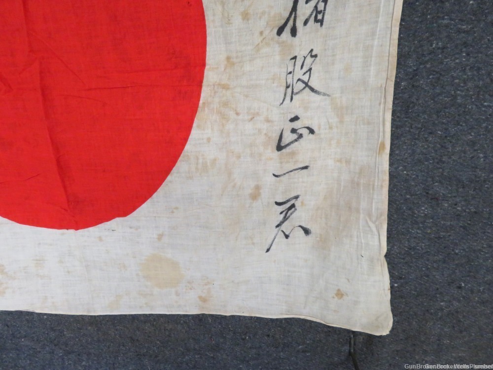 JAPANESE WWII HINOMARU MEATBALL FLAG W/ SIGNED KANJI & TEMPLE STAMPS-img-8