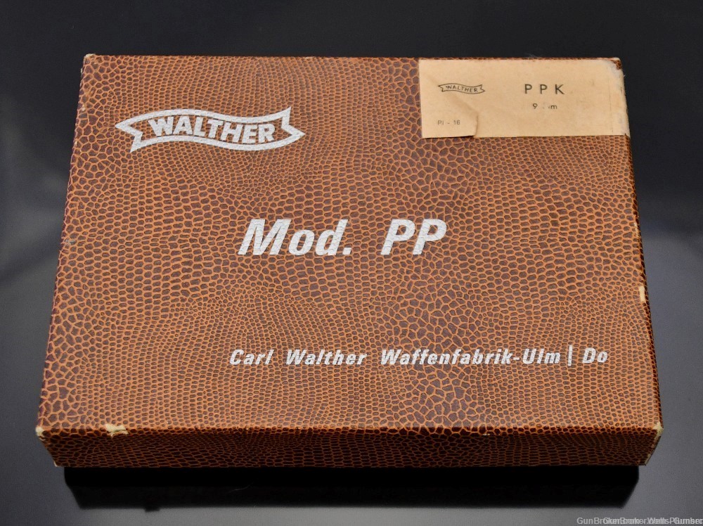 POST WAR WALTHER PP ORIGINAL ALLIGATOR TWO PIECE FACTORY BOX (RARE)-img-0