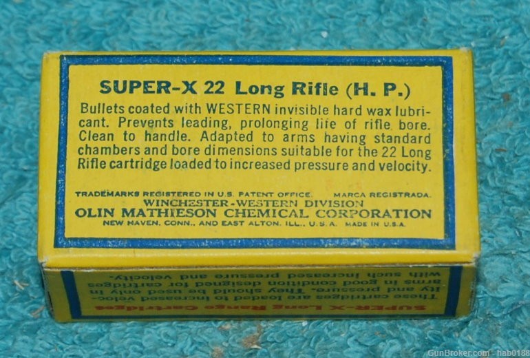 Vintage Full Box Western Super-X 22 Long Rifle Hollow Point -img-3