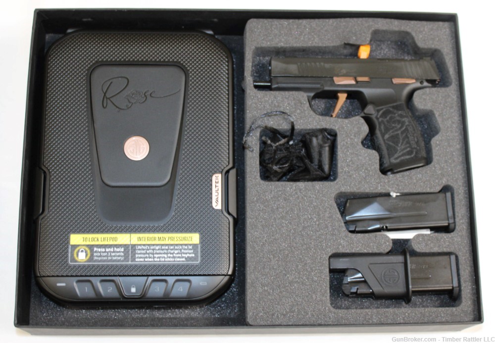 Sig Sauer P365 XL Rose 9mm Comp 3" 12+1 w/ Vaultek Safe-img-3