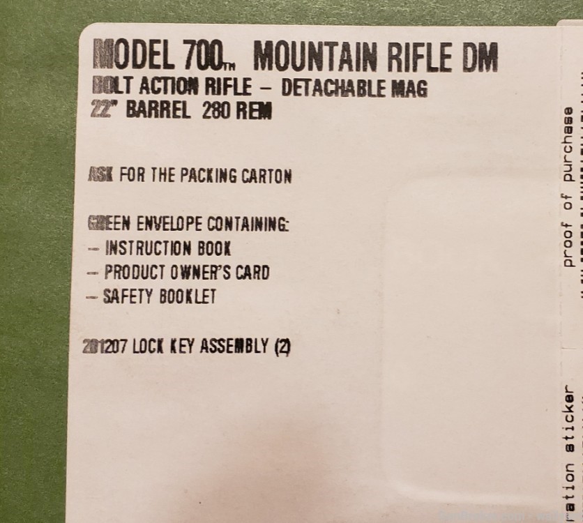 Remington Model 700 Bolt Action Rifle Manual RD5461 Rev 598 Factory #1444-img-1