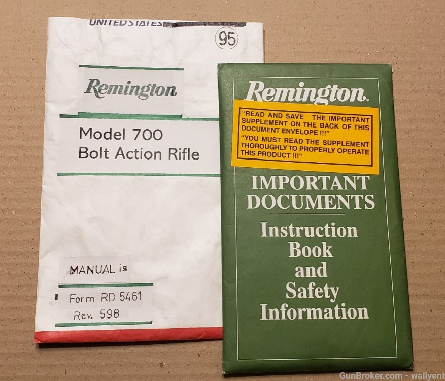 Remington Model 700 Bolt Action Rifle Manual RD5461 Rev 598 Factory #1444-img-0