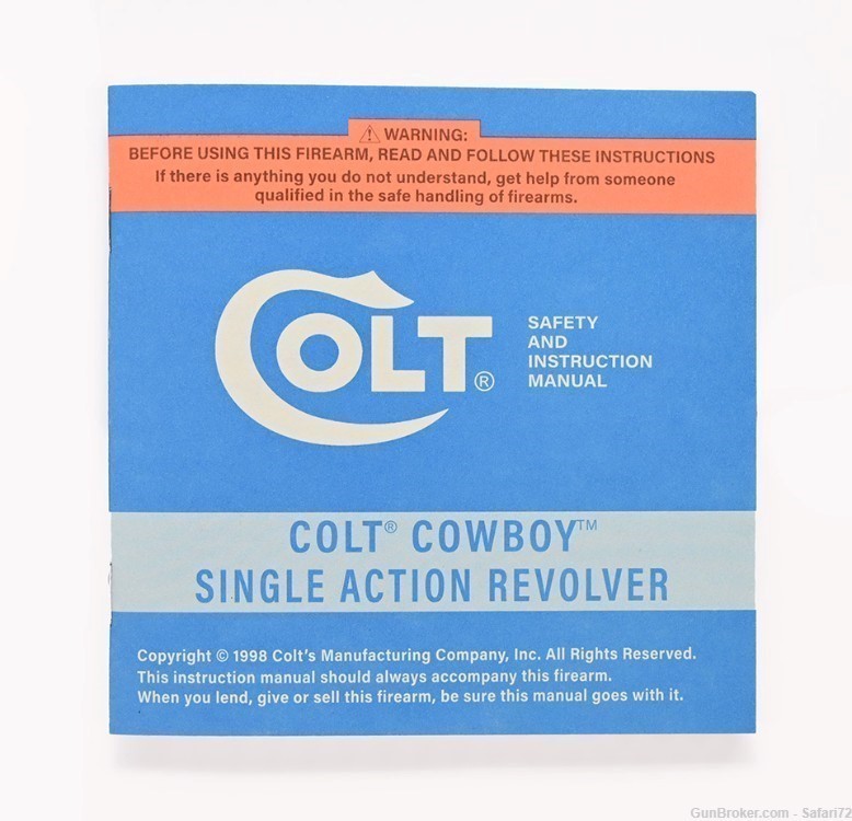 Colt Cowboy Single Action Revolver (SAA) 1998 Manual, Plus-img-1