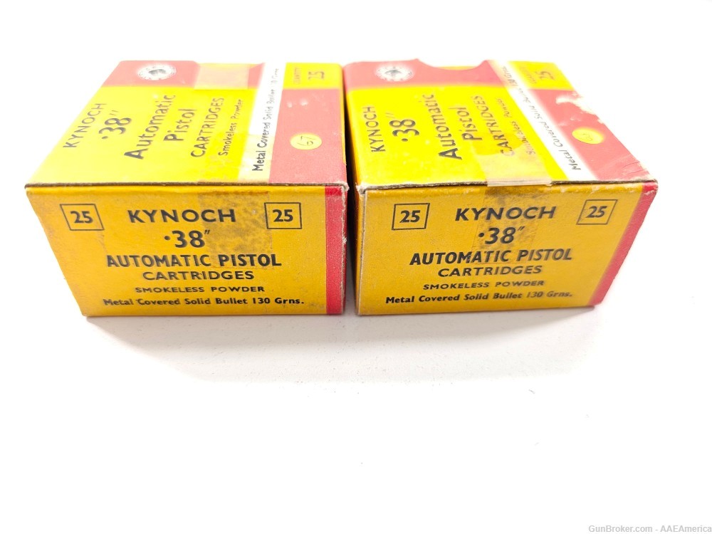 Kynoch .38 Auto ACP 130 Grain Vintage Ammo 50 Rounds -img-1