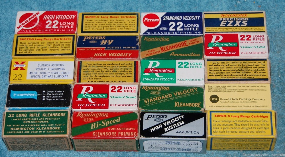  Large Collection of Vintage 22 Long Rifle 20 Boxes All Different LR       -img-2
