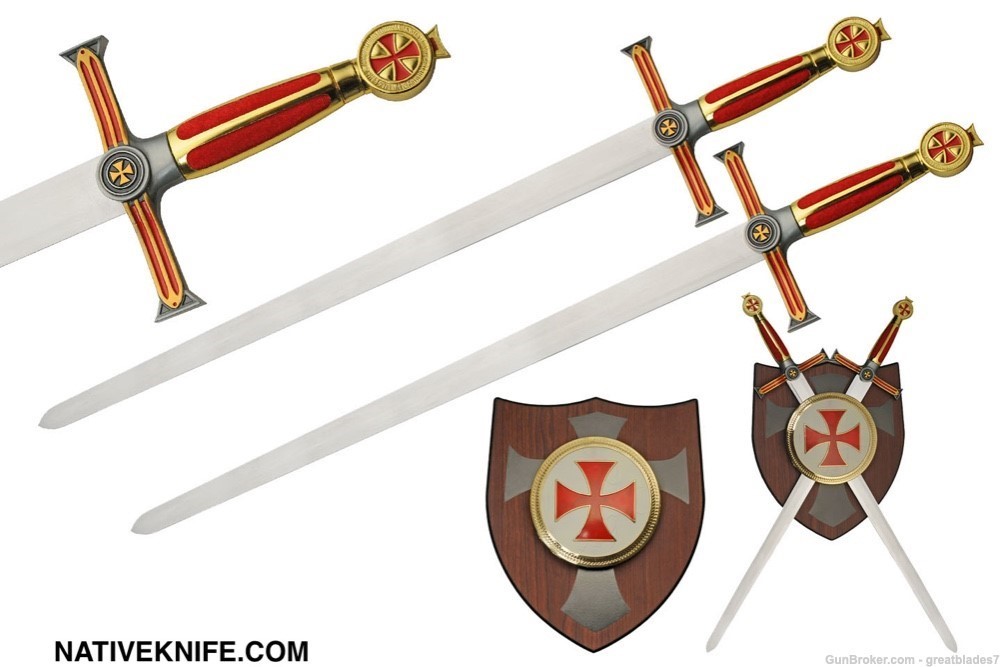 Knights Templar Two Piece Sword Set and Plaque FREE SHIPPING!!-img-2