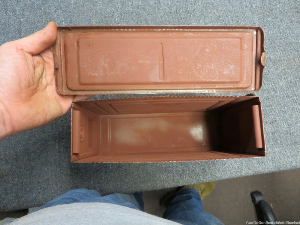US WWII TANK AMMO CAN .30 CALIBER MACHINE GUN FACTORY RED PAINT (RARE)-img-10