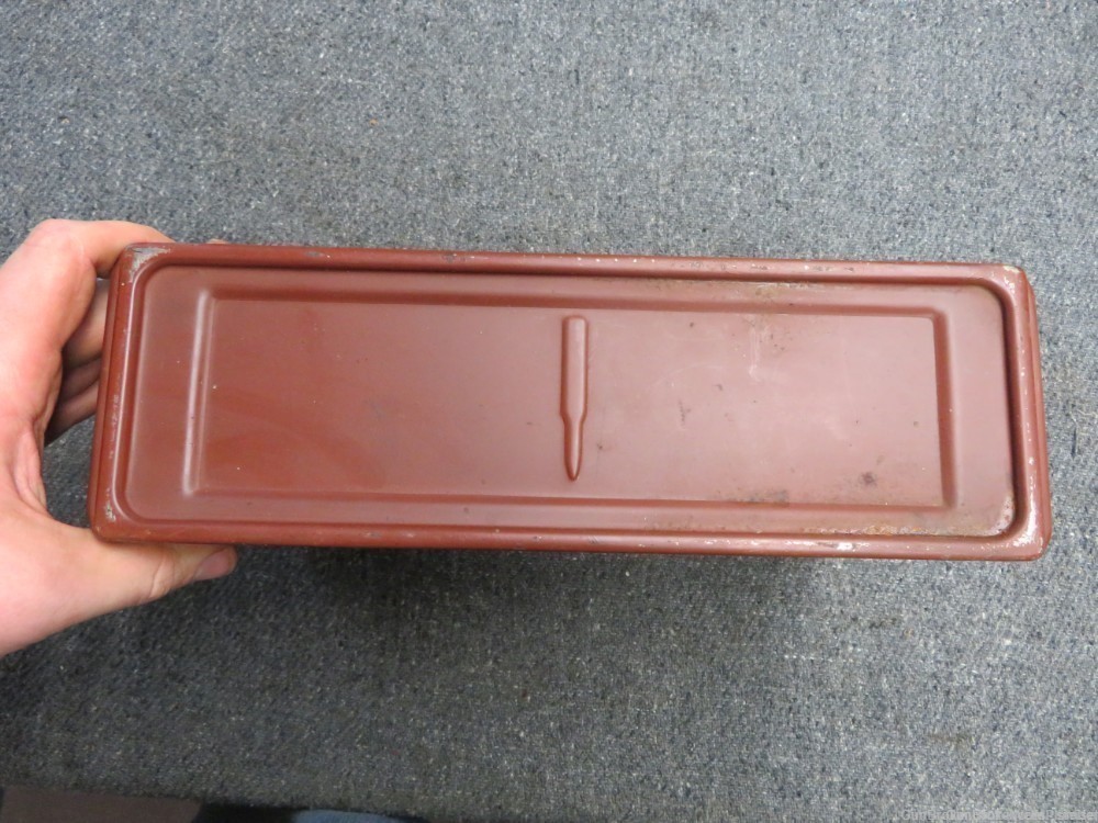 US WWII TANK AMMO CAN .30 CALIBER MACHINE GUN FACTORY RED PAINT (RARE)-img-8