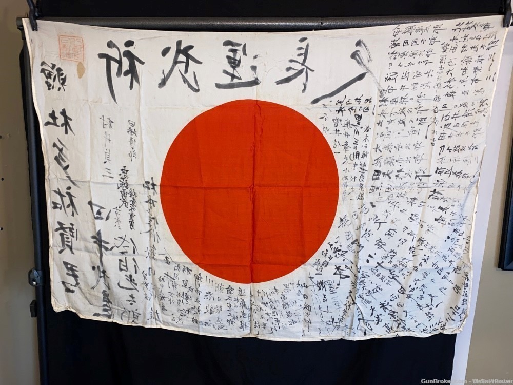 JAPANESE WWII YOSEGAKI HINOMARU SOLDIERS GOOD LUCK MEATBALL FLAG-img-12
