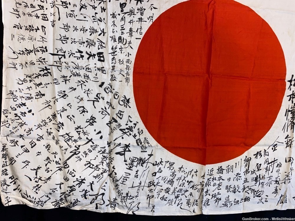 JAPANESE WWII YOSEGAKI HINOMARU SOLDIERS GOOD LUCK MEATBALL FLAG-img-6