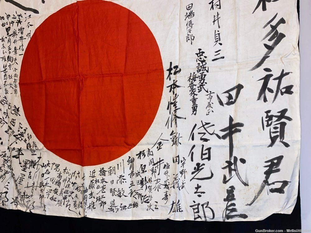 JAPANESE WWII YOSEGAKI HINOMARU SOLDIERS GOOD LUCK MEATBALL FLAG-img-5
