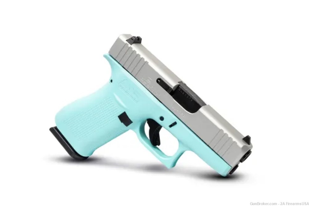Glock G43X - 9mm - 3.4" Barrel - 10+1 -Robin's Egg Blue/Shimmering Aluminum-img-1