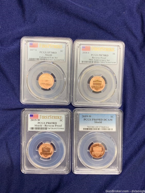 1C PCGS 69+ Shield - 4 coin set -img-0