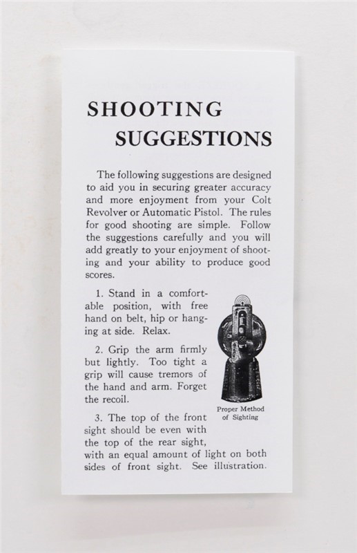 Colt Vintage 'Shooting Suggestions' Pamphlet. Form No. A-247-img-0