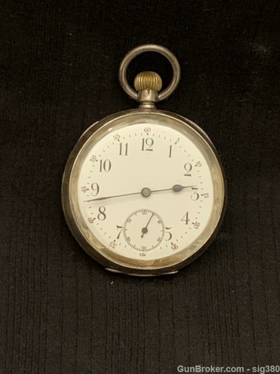 ANTIQUE OMEGA S18 STERLING SILVER RAILROAD POCKET WATCH, RUNS GREAT-img-0