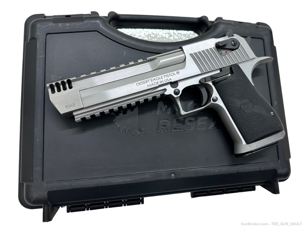 Magnum Research Desert Eagle XIX 50 AE 6" Stainless Steel top & bottom rail-img-1