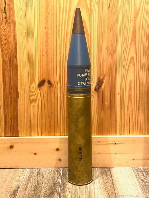 Rare MECAR 90MM DRILL ROUND Inert Projectile Tank Artillery Shell Cannon -img-1