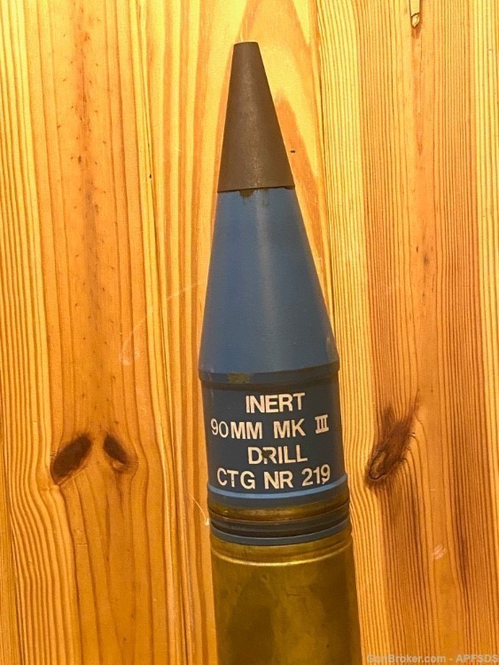 Rare MECAR 90MM DRILL ROUND Inert Projectile Tank Artillery Shell Cannon -img-2