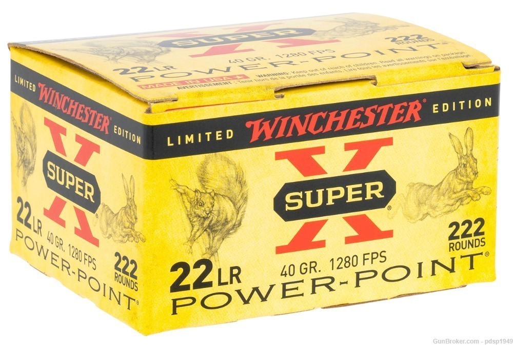 Winchester Super X .22lr Power Point 40gr 1280fps X22LRPPB .22lr 222rd Box -img-0