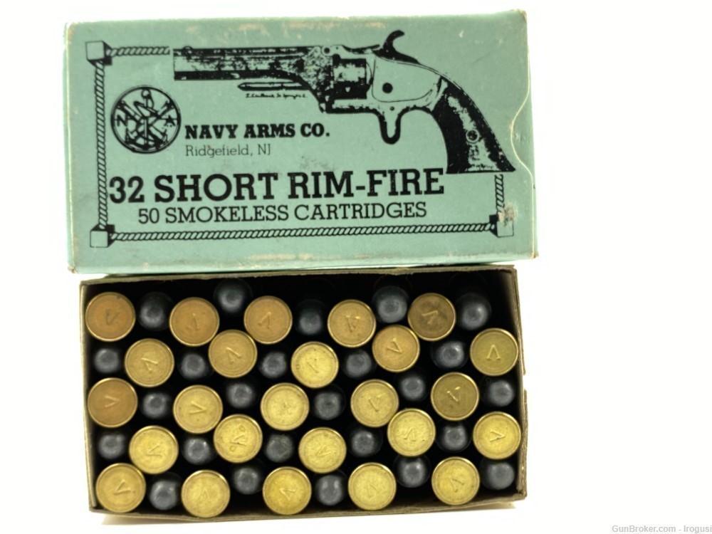 Navy Arms .32 Short Rimfire SCARCE Ammo FULL Vintage Box 787-LMX -img-0