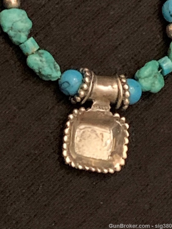 VINTAGE MEXICAN TURQUOISE STERLING SILVER 16" NECKLACE-img-4