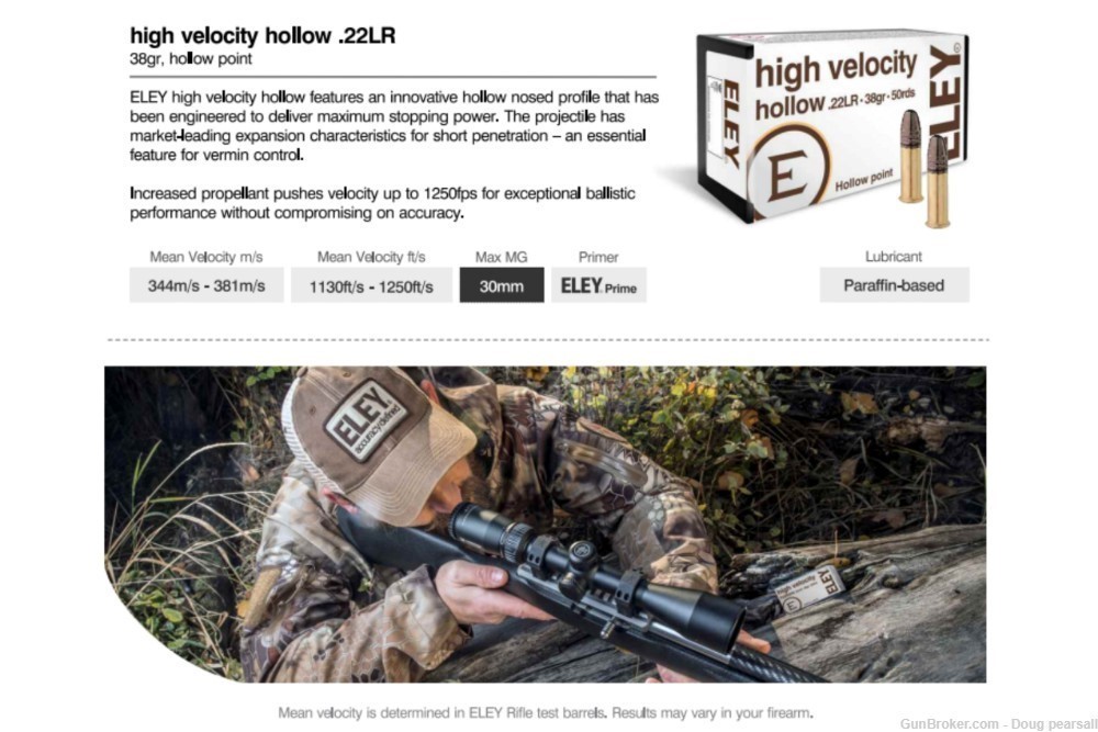 ELEY High Velocity HP 22LR 500rd Brick 38GR Rimfire Ammuntion -img-2