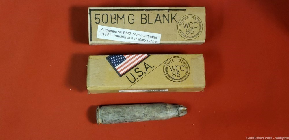 WCC86 50BMG Blank Cartridge Western Cartridge Co Vintage Army Training  -img-0