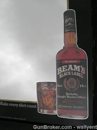 Jim Beam BEAMS BLACK Whiskey Tavern Sign 1940s?? Bar Liquor Store Kentucky-img-1