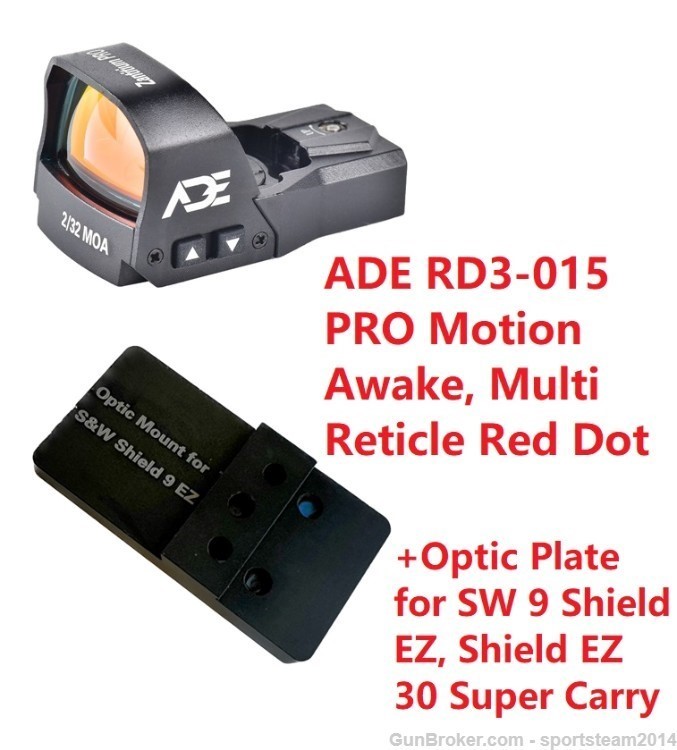 ADE RD3-015 PRO Shake/Motion Awake, Multi Reticle Red dot + Smith Wesson-img-0