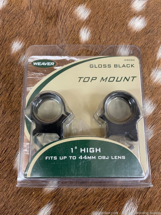 Weaver Detachable Top Mount Rings 1" High Gloss Finish Black-img-0