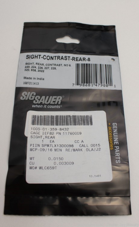 Sig Sauer Number 8 Rear Sight. White Dot Fits 220 224 226 227 229 320 938 -img-1