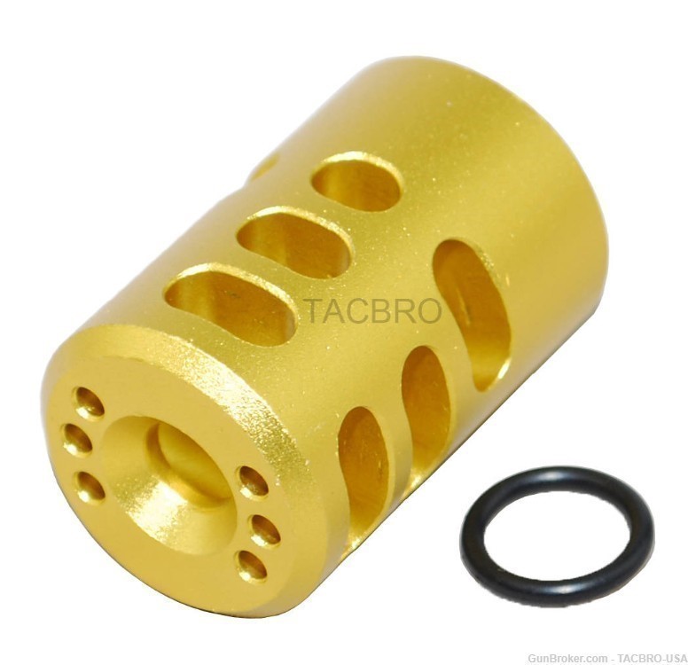 TACBRO Gold Gen 2 .22LR Ruger Mark IV 22/45 1/2"x28 TPI Muzzle Brake-img-0