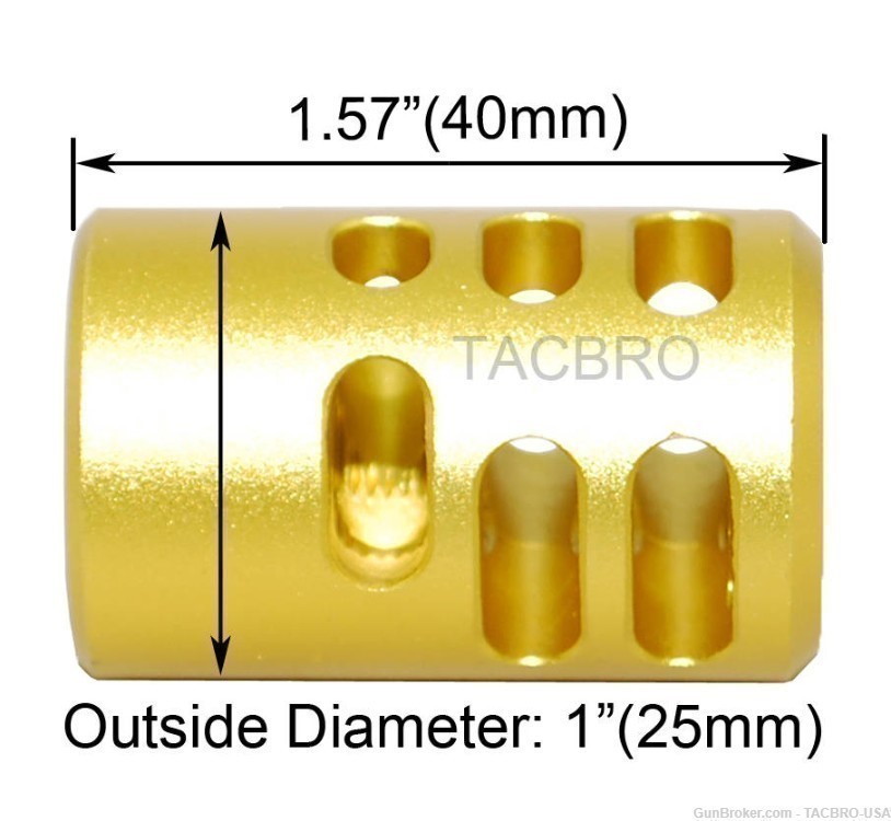 TACBRO Gold Gen 2 .22LR Ruger Mark IV 22/45 1/2"x28 TPI Muzzle Brake-img-2