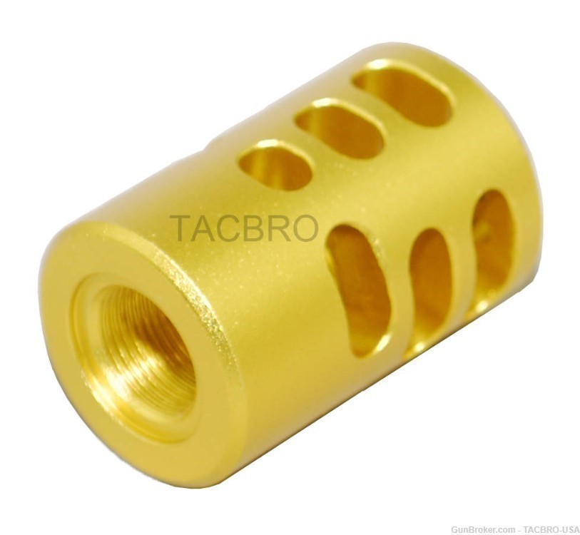 TACBRO Gold Gen 2 .22LR Ruger Mark IV 22/45 1/2"x28 TPI Muzzle Brake-img-1