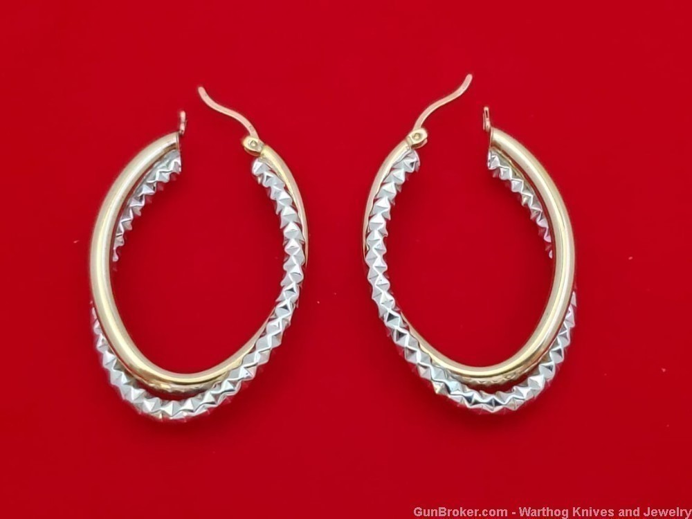 925 Sterling Silver Rhodium Plated & 14K Gold Overlay Earrings.S31*REDUCED*-img-1